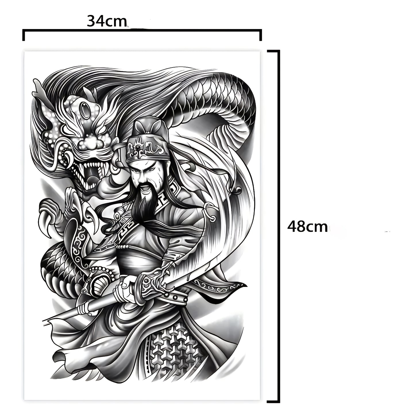Tatouage Semi-Permanent « Guerrier du Dragon » – Dragon Réaliste & Guerrier