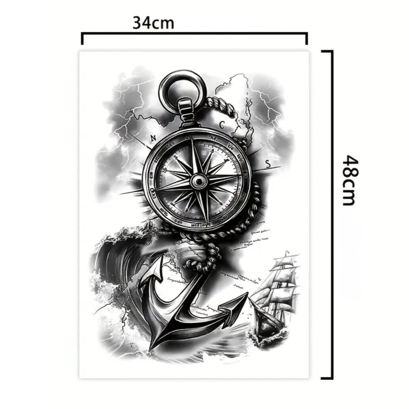 ⚓ Tatouage Semi-Permanent «L'ancre de l'âme» – Ancre & Vagues Réalistes, Style Organique