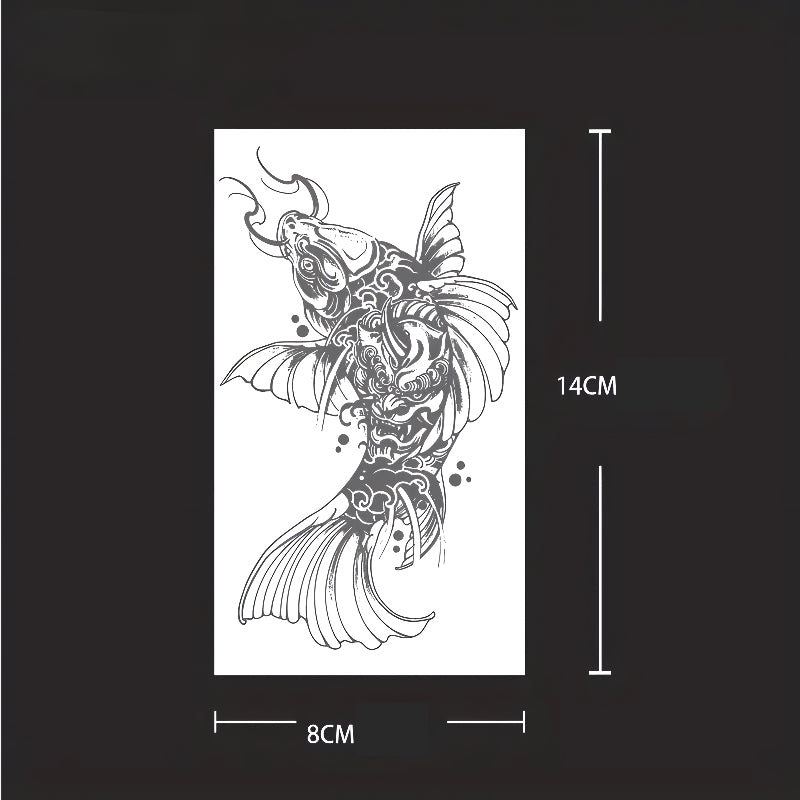 Tatouage Semi-Permanent « Koi Ōni Fusion » – Style Réalisme Noir