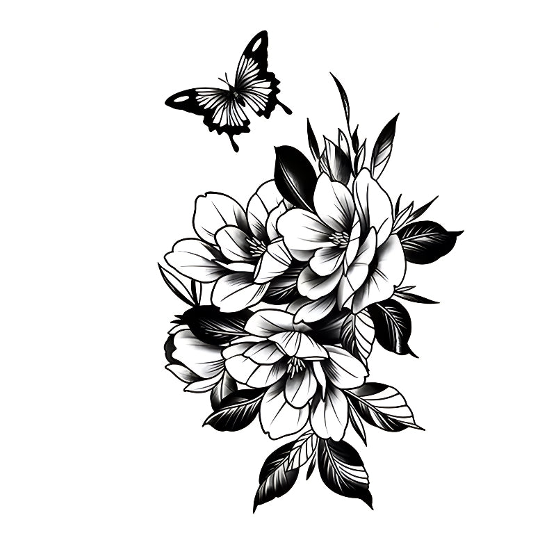 Tatouage « Rose Éternelle avec Papillons