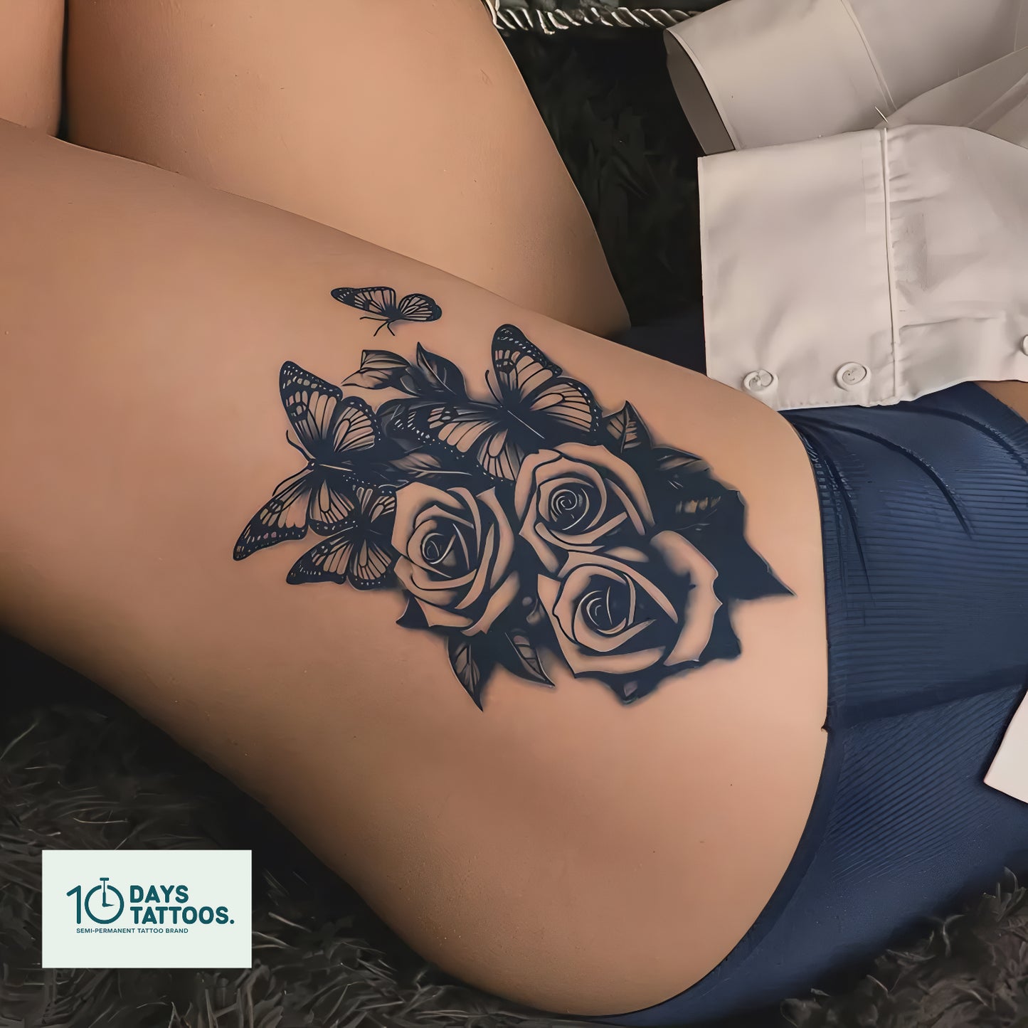 Tatouage « Rose Éternelle avec Papillons
