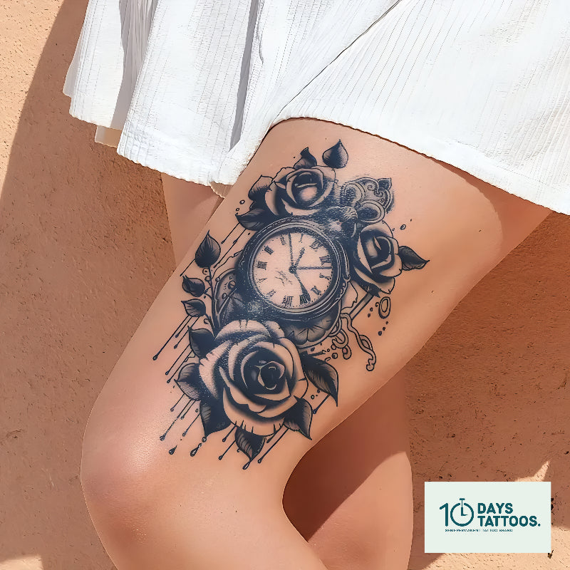 Tatouage « Rose Éternelle avec Papillons