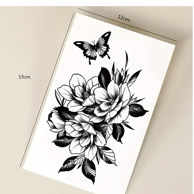 Tatouage « Rose Éternelle avec Papillons