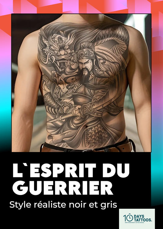 Tatouage Semi-Permanent « Guerrier du Dragon » – Dragon Réaliste & Guerrier