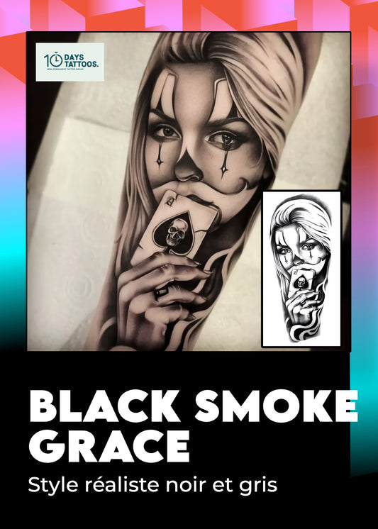 Tatouage Semi-Permanent « Black Smoke Grace » – Mains Élégantes & Volutes, Style Réalisme Noir