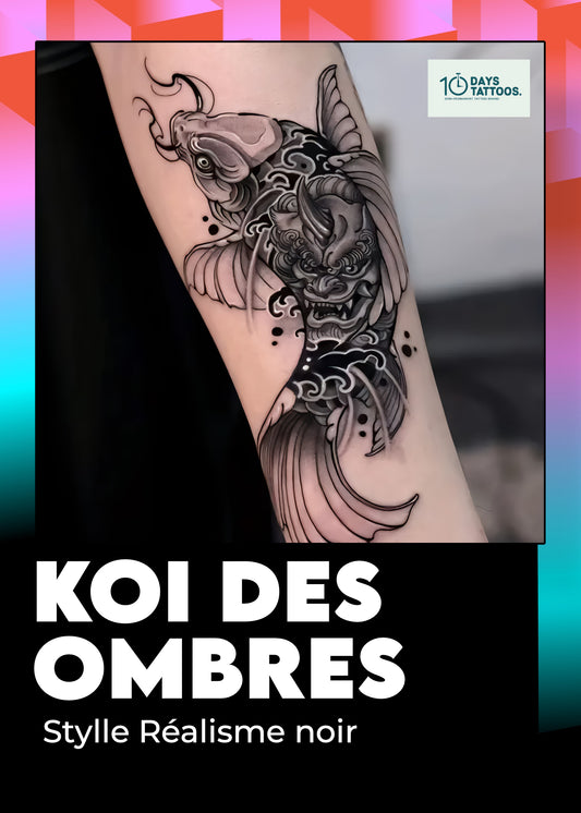 Tatouage Semi-Permanent « Koi Ōni Fusion » – Style Réalisme Noir