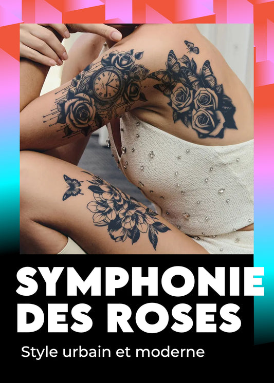 Tatouage « Rose Éternelle avec Papillons