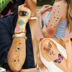 tatouage temporaire géométrique or argent waterproof moderne unisexe soirée look élégant