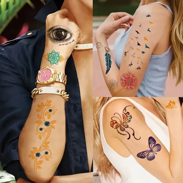 tatouage temporaire géométrique or argent waterproof moderne unisexe soirée look élégant