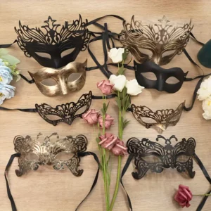 masque demi-visage vintage pack 16 accessoires fête réveillon club chic