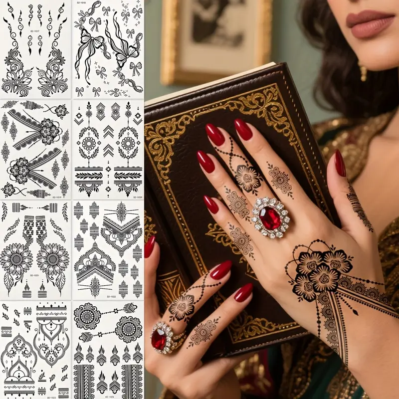 tatouage temporaire noir floral élégant waterproof soirée bras poitrine festival