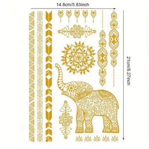 Tatouage doré duo plume papillon waterproof créatif tendance soirée plage événement chic accessoire peau