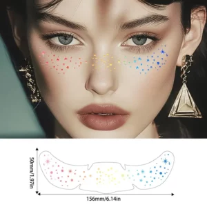 sticker paillettes laser cœur multicolore autocollant waterproof fête maquillage