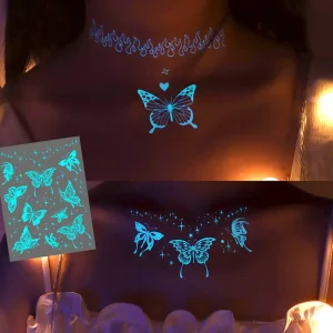 tatouage temporaire papillon dentelle blanche fin élégant waterproof poignet cheville soirée