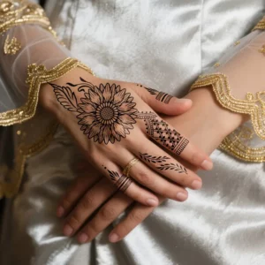 tatouage temporaire noir bracelet floral motif chic waterproof poignet cheville sophistiqué