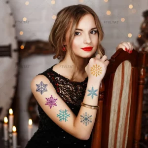 tatouage temporaire flocon neige palette hiver colorée coffret cadeau Secret Santa fête