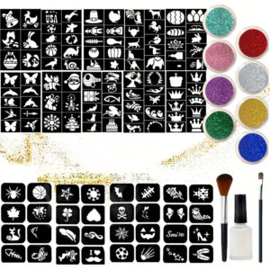 paillettes tatouage couleur noël bleu rouge argent or vert fête créatif