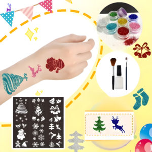tatouage pailleté application facile noël fête visage bras femme cadeau chic