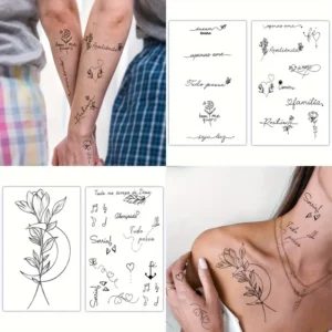 tatouage temporaire marron waterproof naturel minimaliste peaux claires groupe