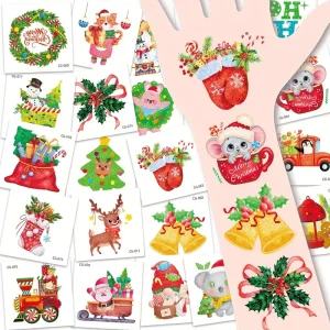 tatouage temporaire sapin pailleté étoile dorée fête animation glitter noël
