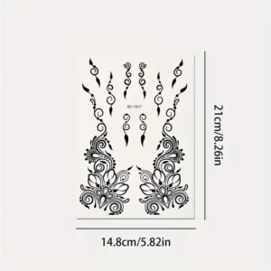 tatouage temporaire noir lignes florales modernes waterproof bras nuque jambe soirée