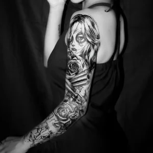 tatouage temporaire old school fleur manche bras complet vintage waterproof