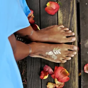 tatouage temporaire doré blanc géométrique waterproof original chic festival art corporel