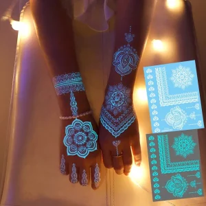 tatouage temporaire mandala dentelle blanche lotus élégant waterproof festival bras clavicule