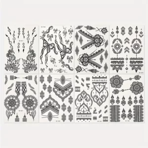 tatouage temporaire arabesque fleur noire waterproof subtil traditionnel tendance accessoire