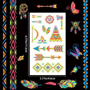 tatouage temporaire phosphorescent mix festival waterproof glow party couleur néon