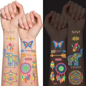 tatouage temporaire phosphorescent bal masqué fluo waterproof club fête nuit néon