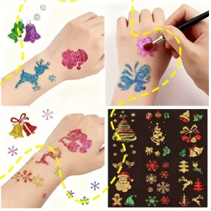 tatouage paillettes accessoires visage décoration fête atelier créatif cadeau original