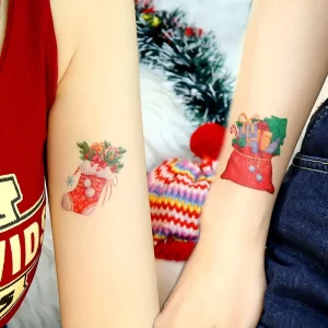 tatouage temporaire doré animaux sapin bling chic glitter fête cadeau
