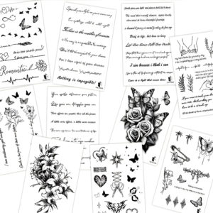 tatouage temporaire feuille Y2K mode symboles fleurs messages waterproof longue durée