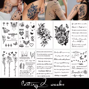 tatouage temporaire papillon fleurs english waterproof longue durée femme chic