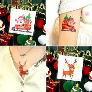 tatouage temporaire animaux noël sapins pingouin renard ours déco festive
