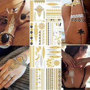 tatouage temporaire doré blanc geometric chic waterproof soirée bras poignet