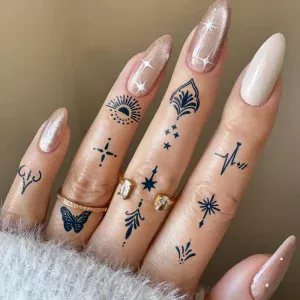 tatouage temporaire géométrie Y2K waterproof 12-14 jours doigt clavicule jambe cou