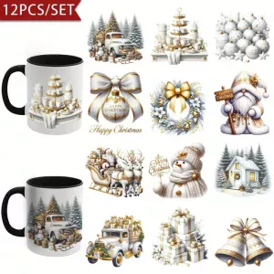 autocollants flocons neige blancs mug tasse personnalisation déco Noël cadeau DIY