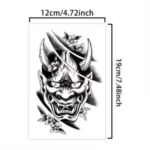 Detail du tatouage Hannya & Sakura: Tatouage temporaire de qualite japonaise, motifs artistiques