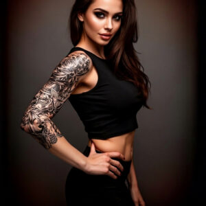 Detail du tatouage temporaire Dragon Sleeve: dragon japonais mythique avec details complexes sur manche